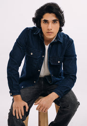 Button Down Over Shirt - Dark Blue