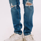 Skinny Fit Ripped Jeans - Mid Blue Wash