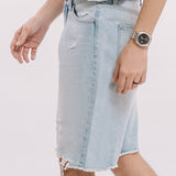 Ripped Denim Shorts - Light Blue Wash