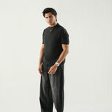 Barrel Fit Jeans With Cord - Midnight Black