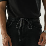 Barrel Fit Jeans With Cord - Midnight Black