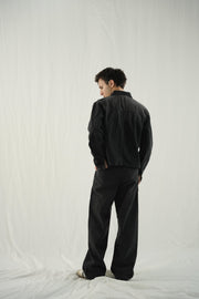 Pleated Baggy Denim Trousers - Stone Wash