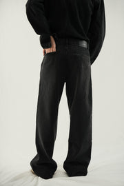 Pleated Baggy Denim Trousers - Stone Wash