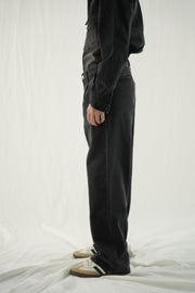 Pleated Baggy Denim Trousers - Stone Wash