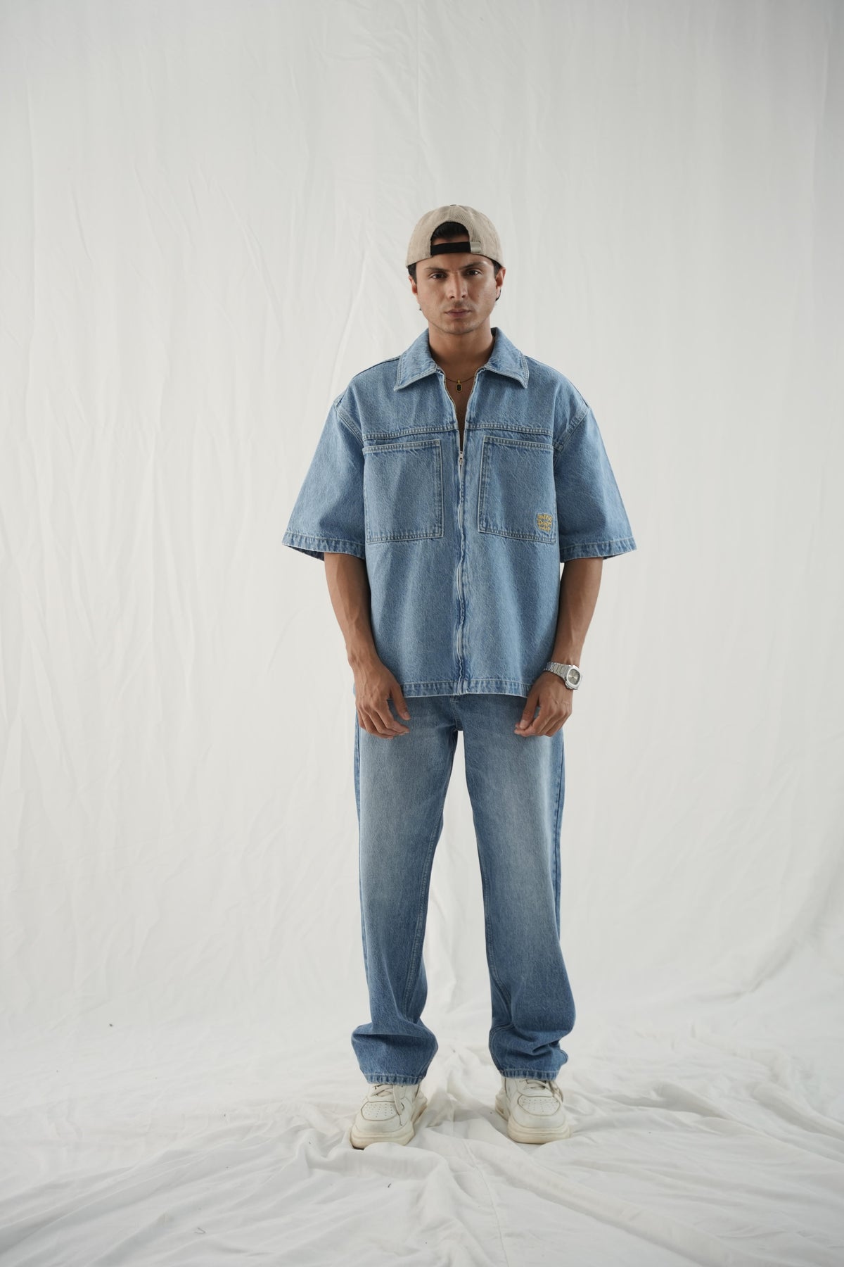 Straight Fit Wide Leg - Smoky Blue
