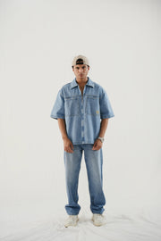 Boxy Fit Denim Shirt - Washed Out Blue