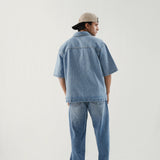 Straight Fit Wide Leg - Smoky Blue