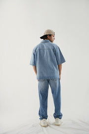 Straight Fit Wide Leg - Smoky Blue