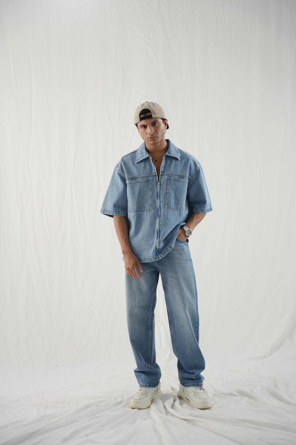 Straight Fit Wide Leg - Smoky Blue