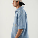 Boxy Fit Denim Shirt - Washed Out Blue