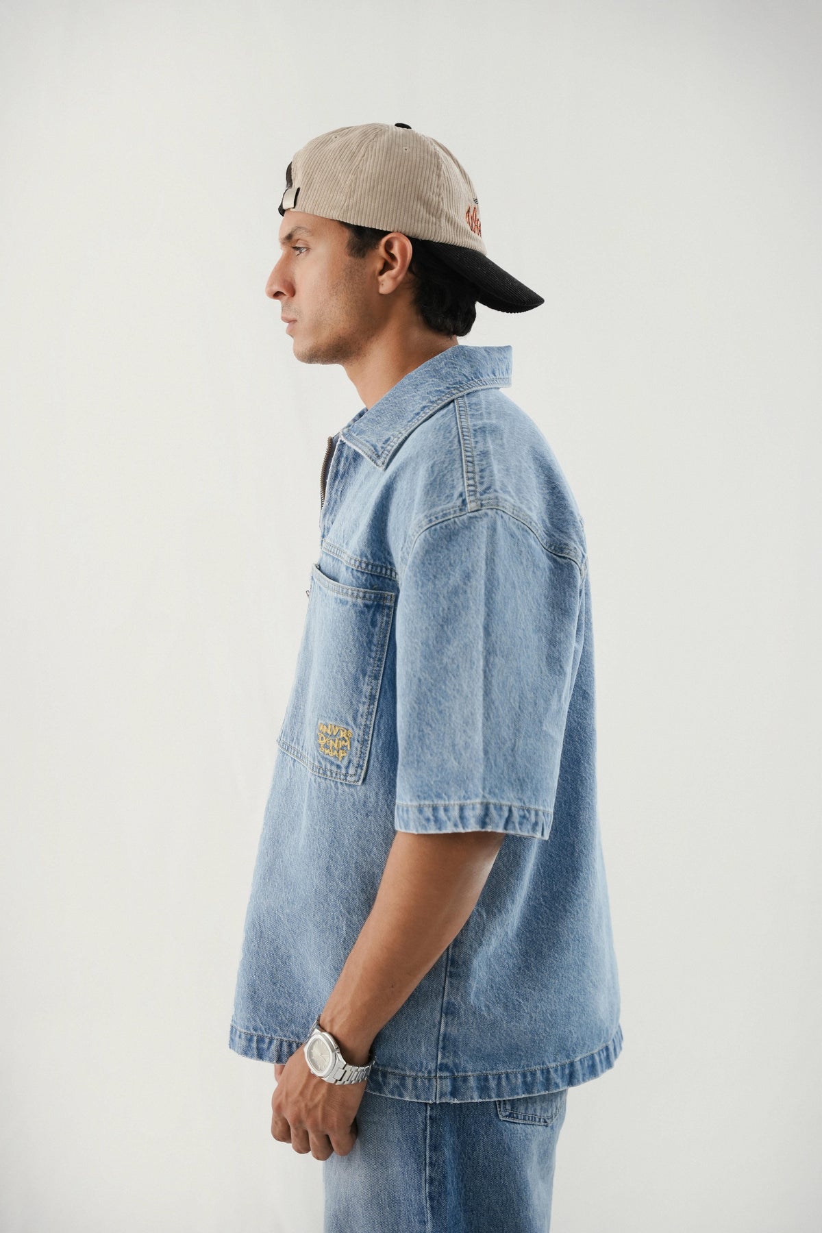 Boxy Fit Denim Shirt - Washed Out Blue