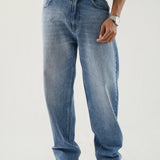 Straight Fit Wide Leg - Smoky Blue