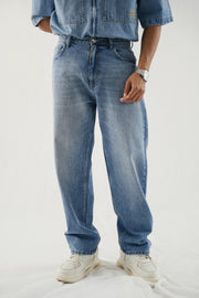 Straight Fit Wide Leg - Smoky Blue