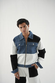 Patch Work Denim Twin Set - Contrast Panels