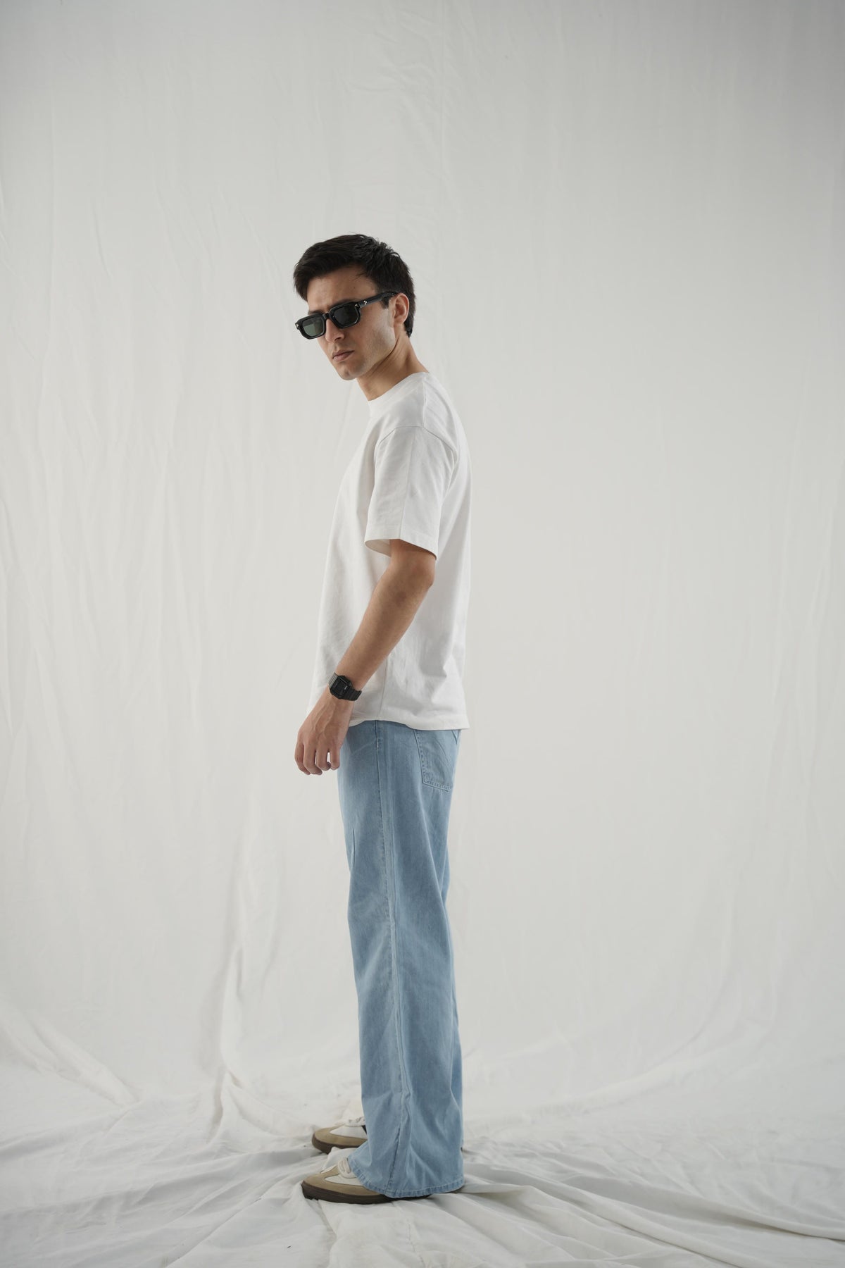 Wide Leg Light Weight Jeans- Ice Blue