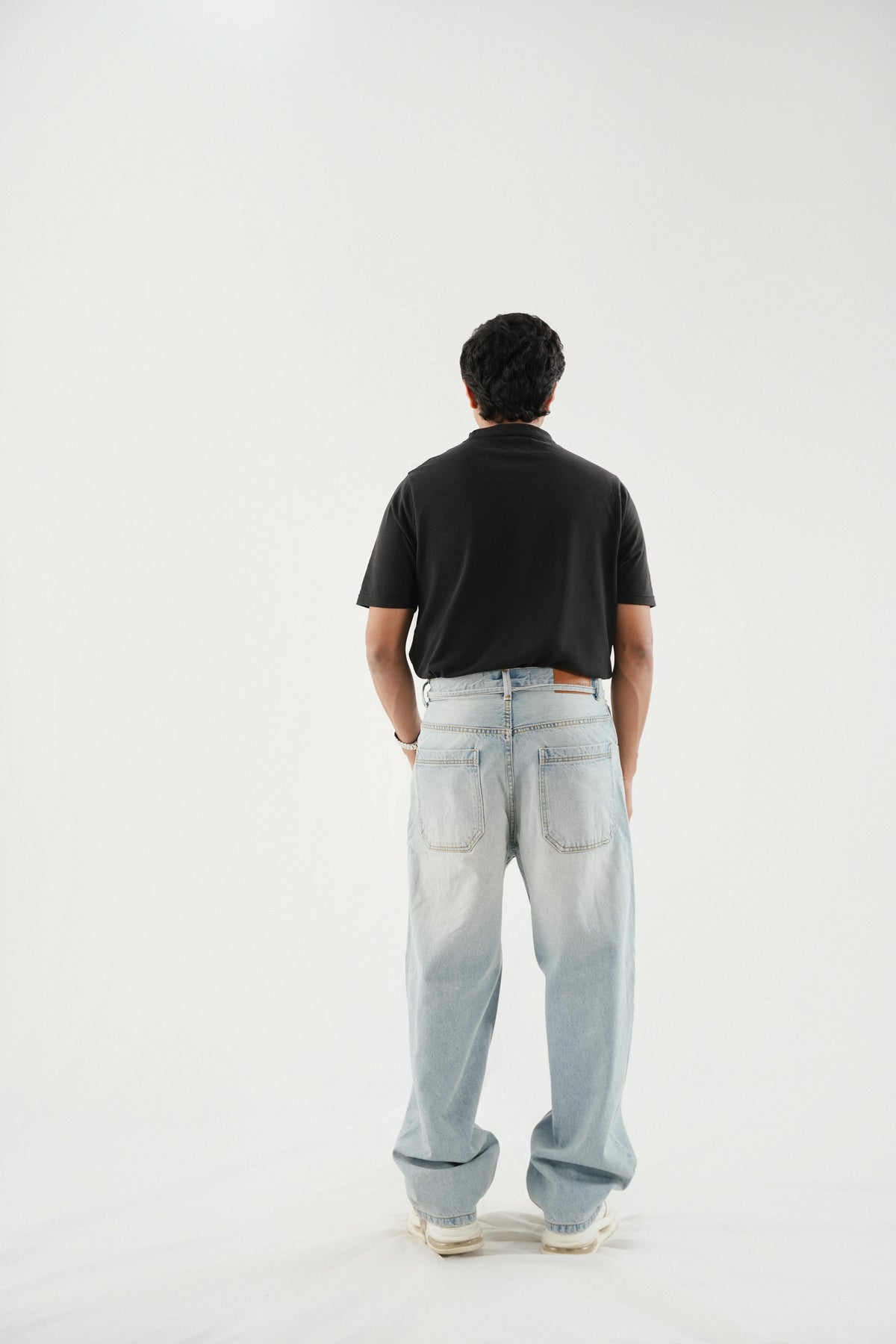 Barrel Fit Jeans With Cord - Sky Blue