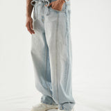 Barrel Fit Jeans With Cord - Sky Blue