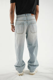 Barrel Fit Jeans With Cord - Sky Blue