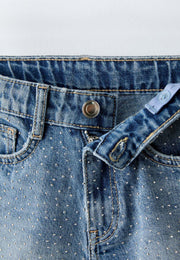 DENIM JEANS WITH STUDS - MID BLUE
