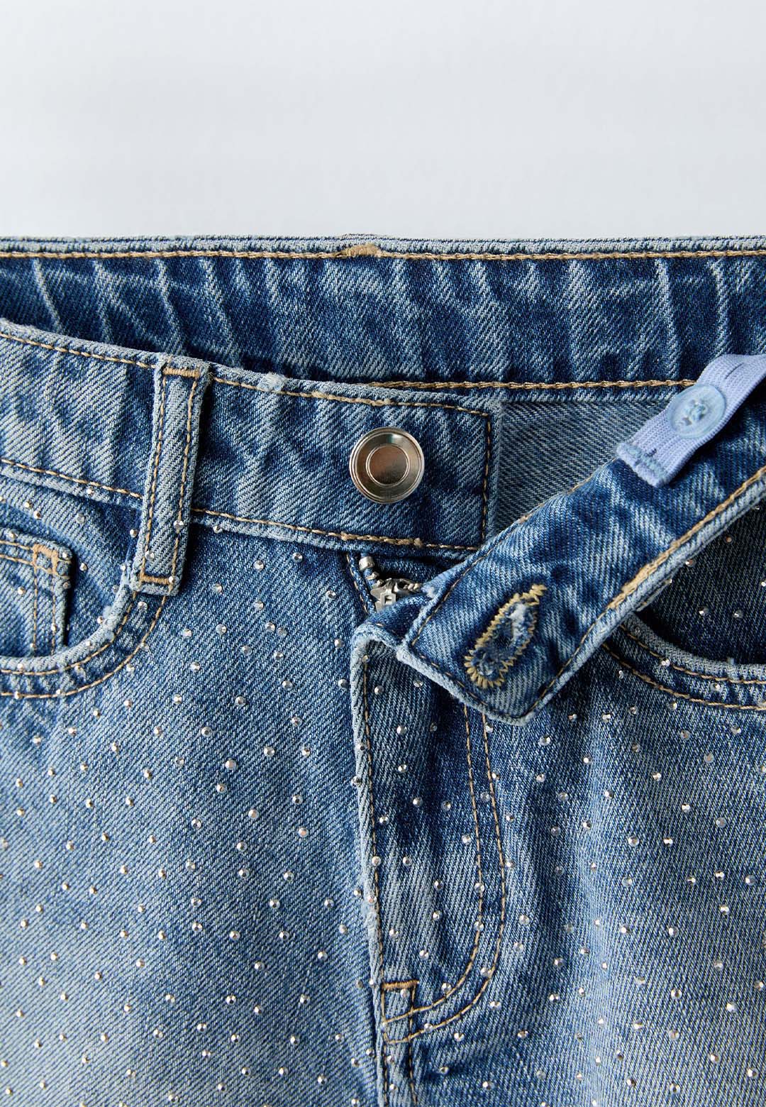 DENIM JEANS WITH STUDS - MID BLUE