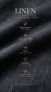 Mandarin Collar Linen Shirt - Black