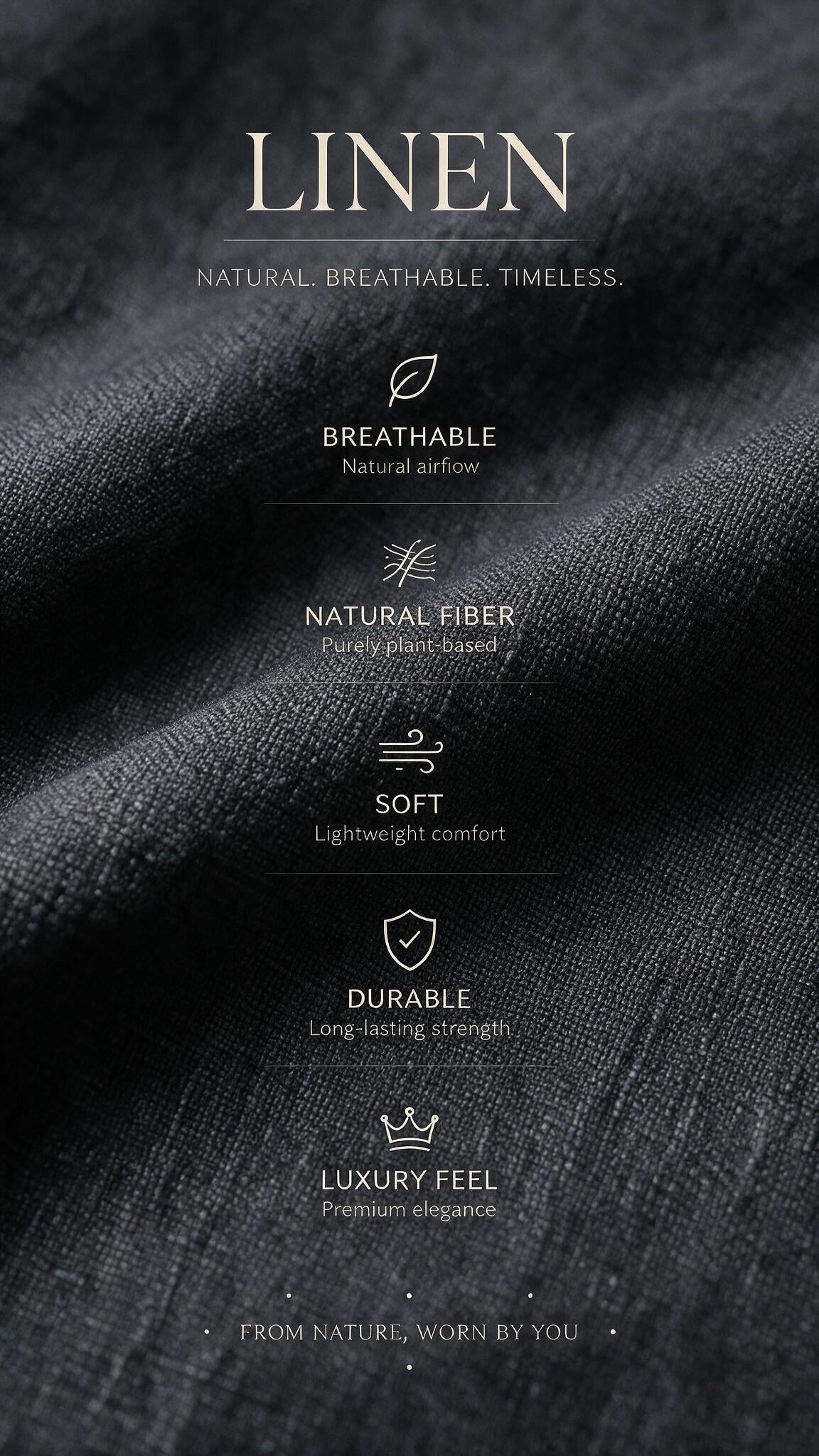 Mandarin Collar Linen Shirt - Black