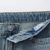 STREETWEAR EMBROIDERED LONG LINE DENIM SHORT - DIRTY BLUE