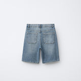 STREETWEAR EMBROIDERED LONG LINE DENIM SHORT - DIRTY BLUE