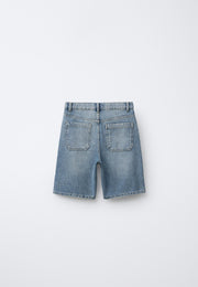STREETWEAR EMBROIDERED LONG LINE DENIM SHORT - DIRTY BLUE