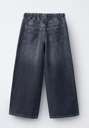 WIDE LEG JEANS WITH DRAWSTRING - DIRTY BLUE