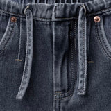 WIDE LEG JEANS WITH DRAWSTRING - DIRTY BLUE