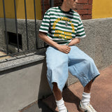Baggy Denim Bermuda Shorts - Light Blue