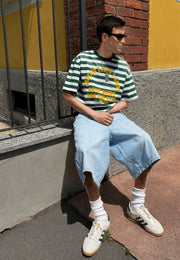 Baggy Denim Bermuda Shorts - Light Blue
