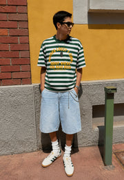 Baggy Denim Bermuda Shorts - Light Blue