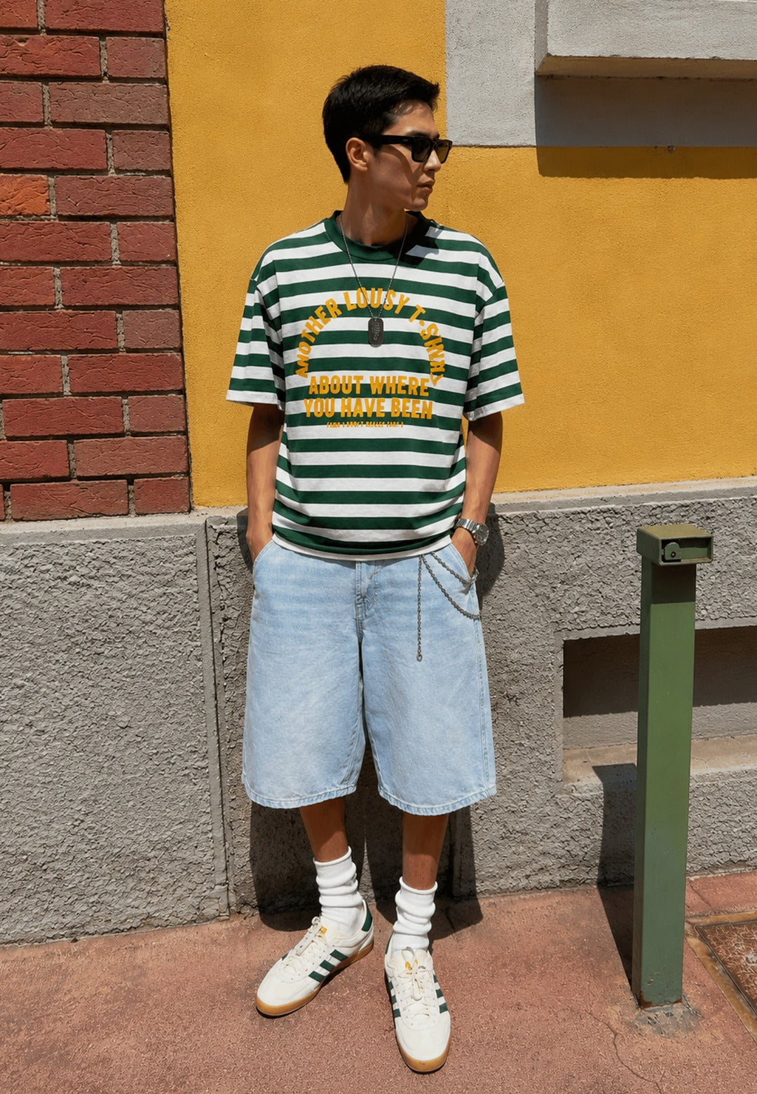 Baggy Denim Bermuda Shorts - Light Blue