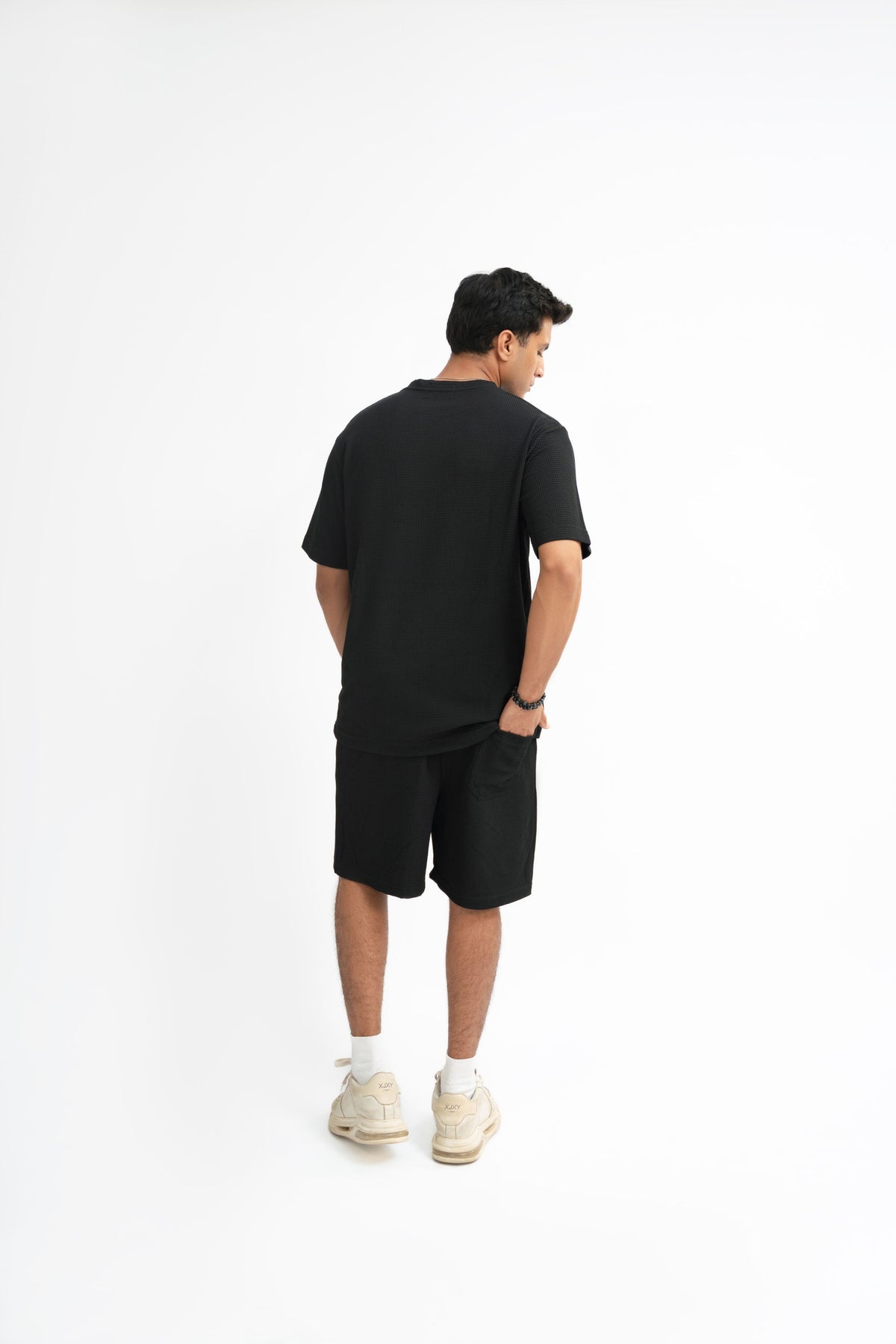Waffle Knit Twin Set - Classic Black