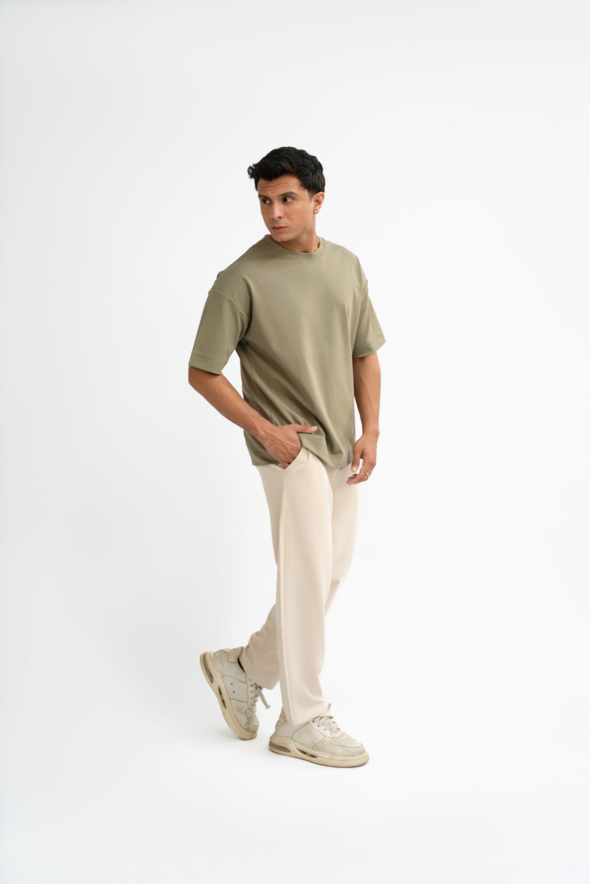 Airy Cotton Oversized T-Shirt - Sage Green