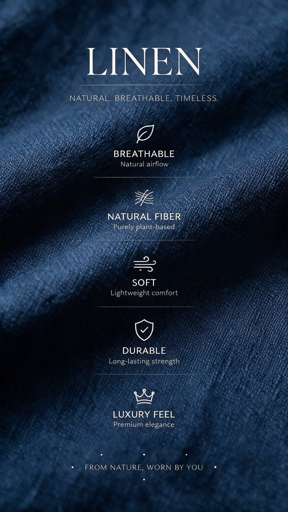 Relaxed Fit Herringbone Linen Trousers - Dark Blue