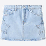 RETRO STAR DENIM SKIRT - ICE BLUE