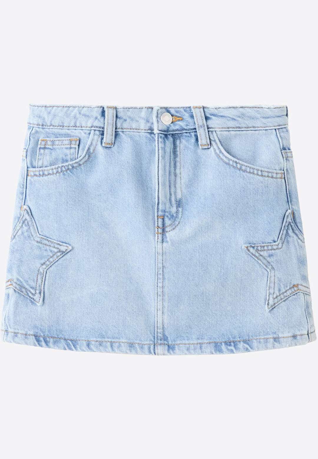 RETRO STAR DENIM SKIRT - ICE BLUE