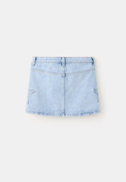 RETRO STAR DENIM SKIRT - ICE BLUE
