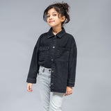 Oversized Contrast Pocket Shirt (Black Stone Wash)