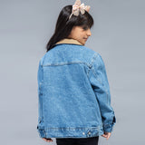 Sherpa Jacket With Courdoroy (Mid Blue)