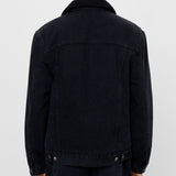 Black Denim Jacket with Black Sherpa