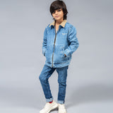 Sherpa Jacket With Courdoroy (Mid Blue)