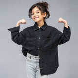 Oversized Contrast Pocket Shirt (Black Stone Wash)