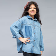 Denim Shirt With Dark Patch