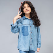 Denim Shirt With Dark Patch