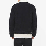 Black Denim Jacket With White Sherpa