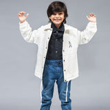 Quilted Denim Jacket With Hood (White)